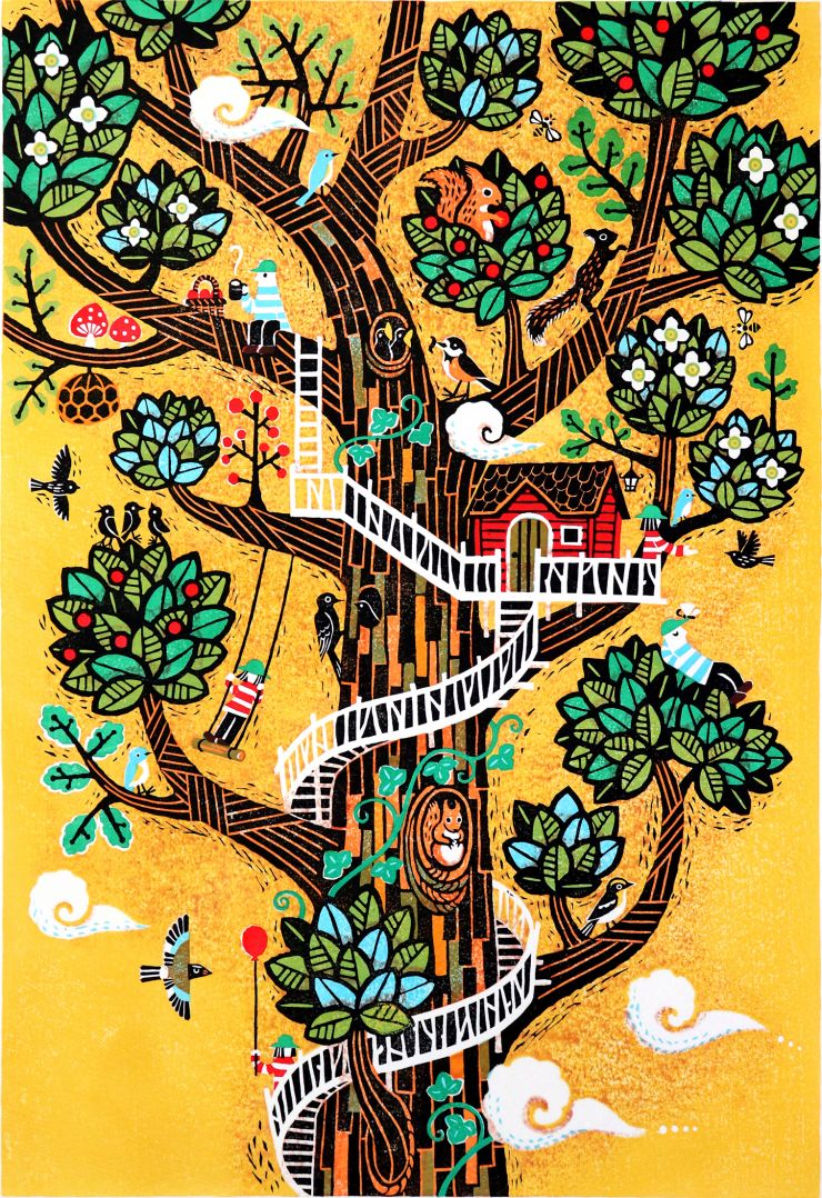 木版画「372treehouse」